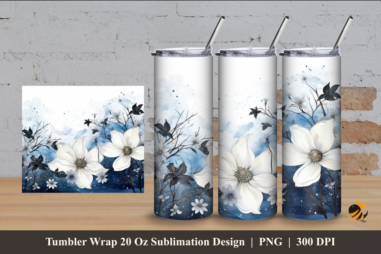 Exotic Flowers Tumbler Wrap Sublimation Design 4 example image 1