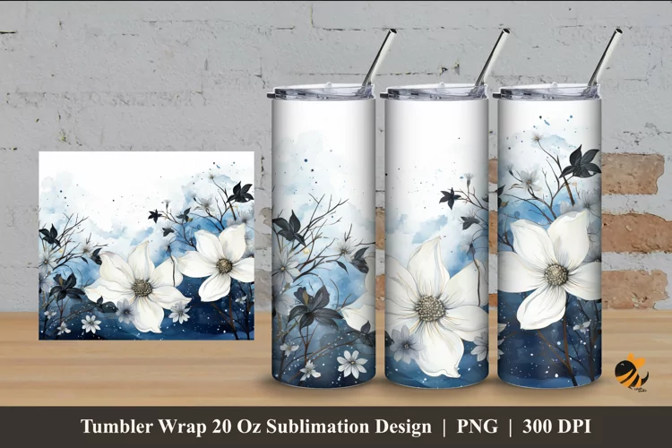 Exotic Flowers Tumbler Wrap Sublimation Design 4