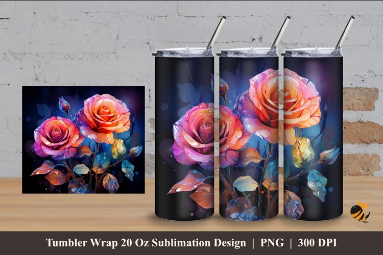 Radiant Roses Tumbler Wrap Sublimation Design 4 example image 1