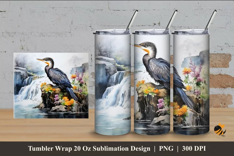 Double Crested Cormorant Tumbler Wrap Sublimation Design 4