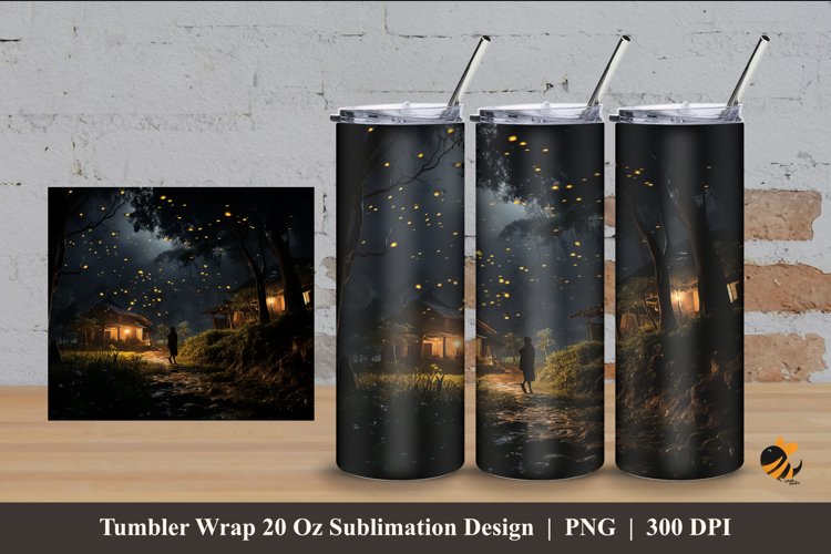 Lonely Night Tumbler Wrap Sublimation Design 4