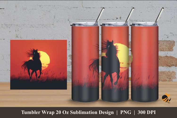 Wildlife Horse Tumbler Wrap Sublimation Design 4