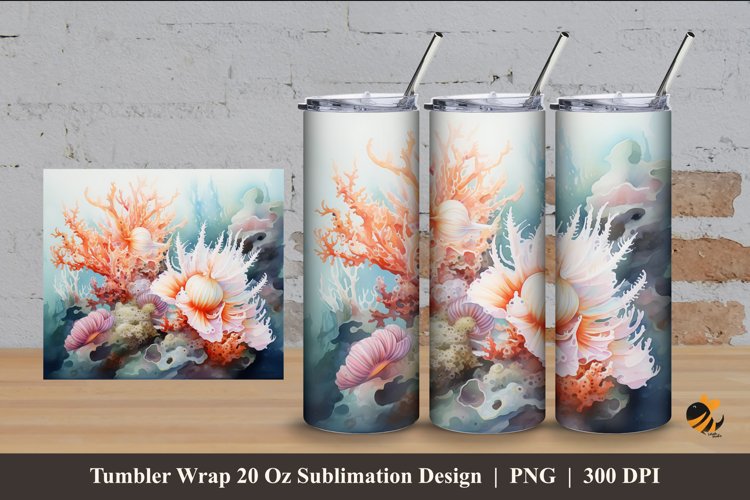 Underwater Riches Tumbler Wrap Sublimation Design 4 example image 1