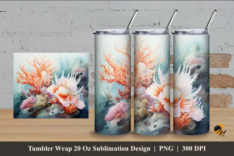 Underwater Riches Tumbler Wrap Sublimation Design 4