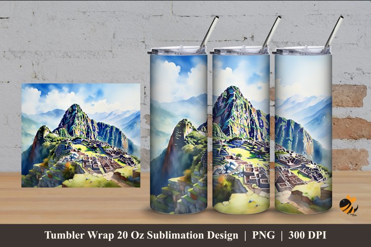 Hill View Tumbler Wrap Sublimation Design 4 example image 1