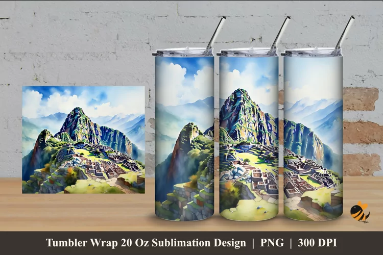 Hill View Tumbler Wrap Sublimation Design 4