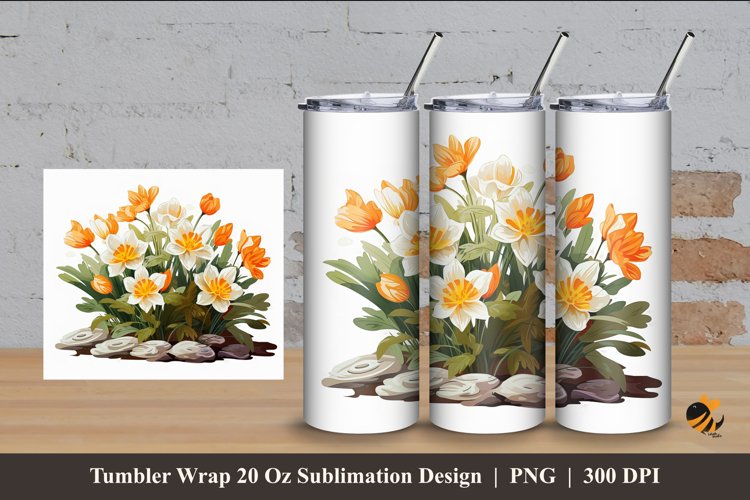 Dahlia Plants Tumbler Wrap Sublimation Design 4