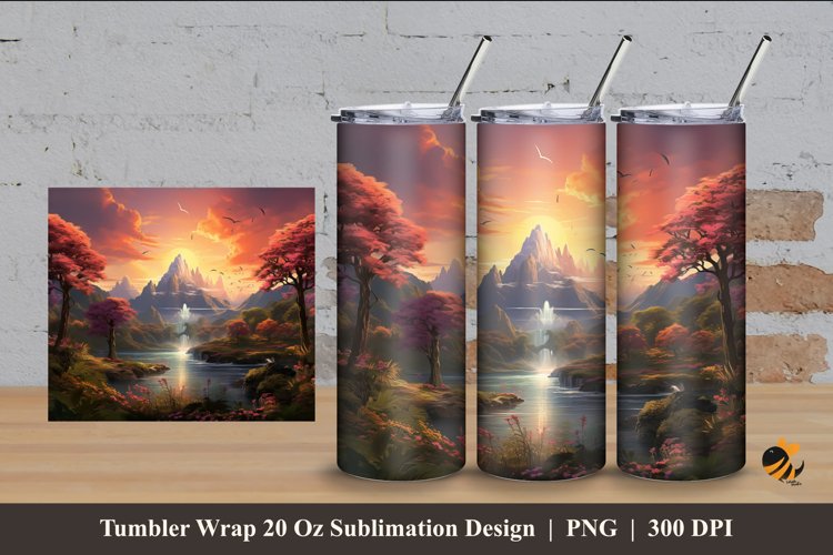 Universe Landscape Tumbler Wrap Sublimation Design 4 example image 1