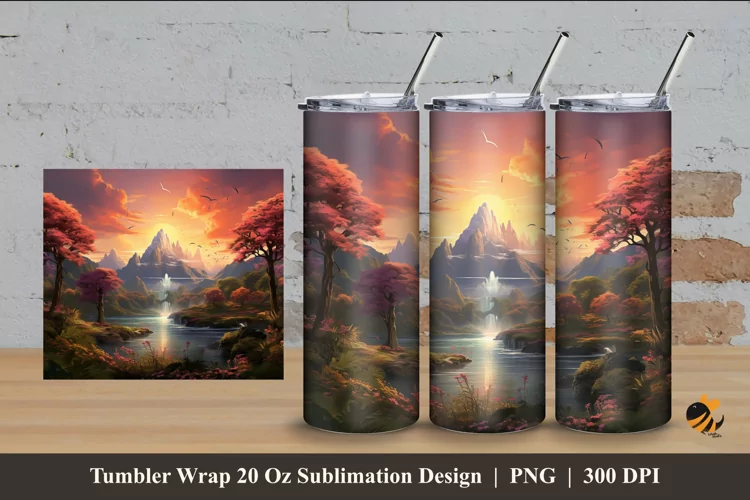 Universe Landscape Tumbler Wrap Sublimation Design 4