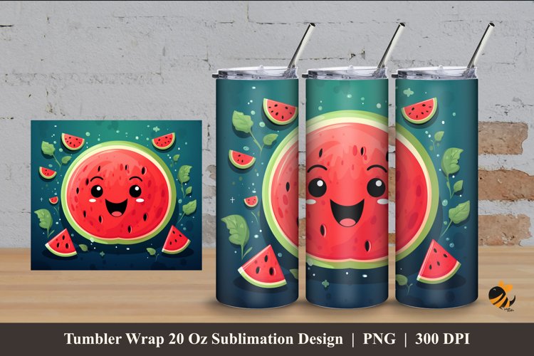 Cute Watermelon Tumbler Wrap Sublimation Design 4