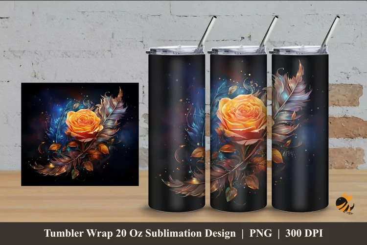 Luxury Rose Tumbler Wrap Sublimation Design 4