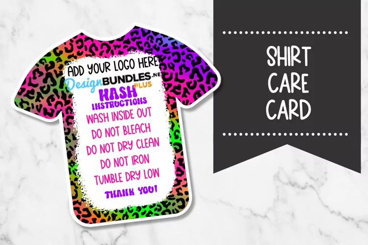 Rainbow Leopard Shirt Care Card