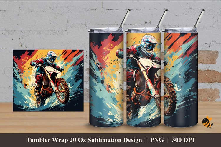 Motocross With Texture Tumbler Wrap Sublimation Design 4