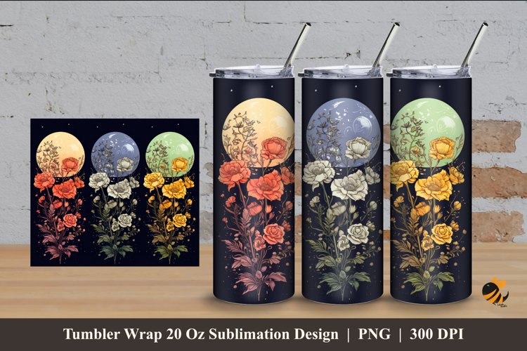 Flower Stalk Tumbler Wrap Sublimation Design 4 example image 1