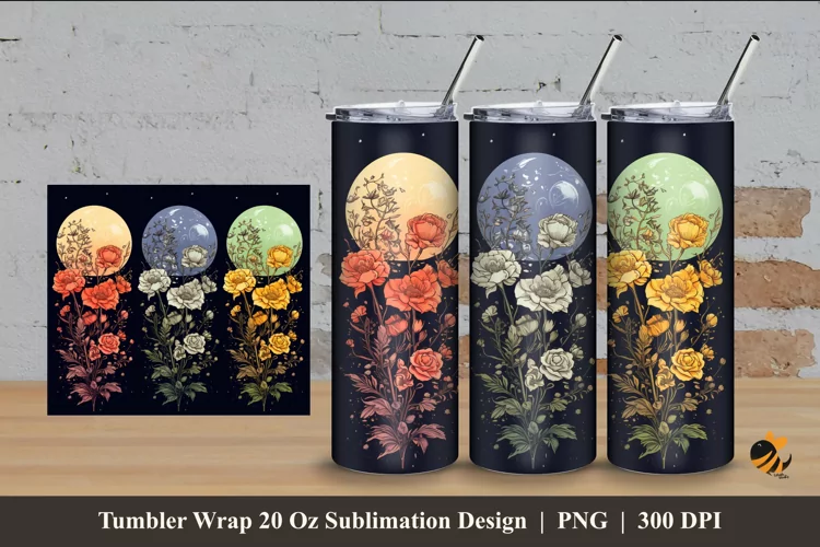 Flower Stalk Tumbler Wrap Sublimation Design 4