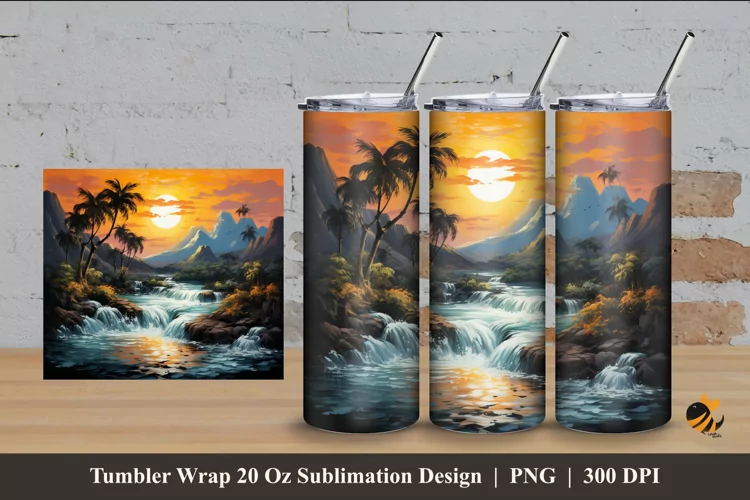 Painting Panoramic Tumbler Wrap Sublimation Design 4