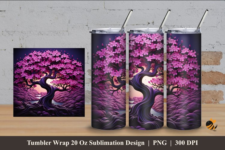 3d Nature Bougainvillea Tumbler Wrap Sublimation Design 4