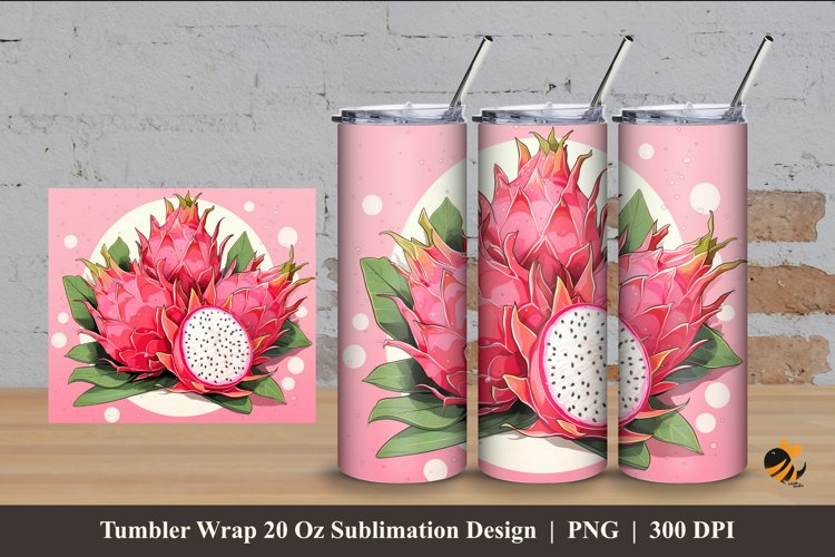 Lovely Dragon Fruit Tumbler Wrap Sublimation Design 4