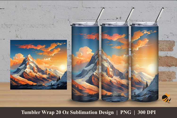 Mountain Peak Tumbler Wrap Sublimation Design 4