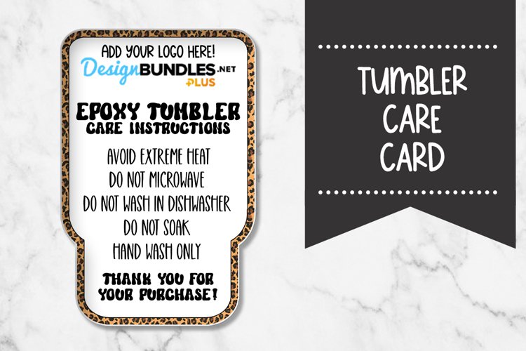 Leopard Print Tumbler Care Card example image 1