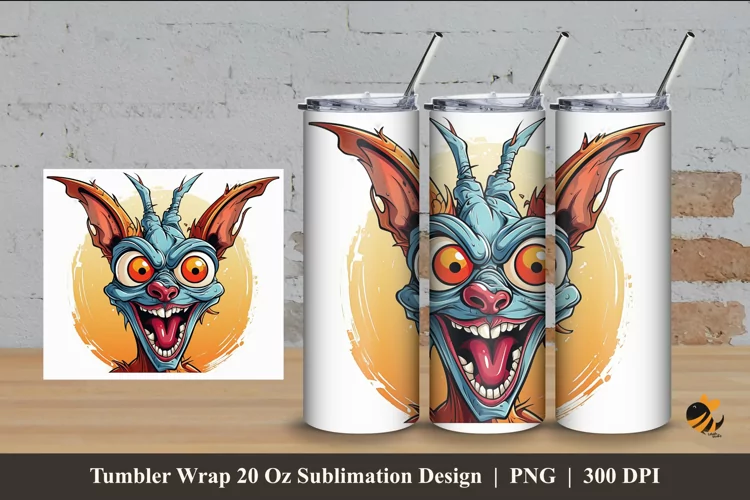 Cheerful Monster Tumbler Wrap Sublimation Design 4