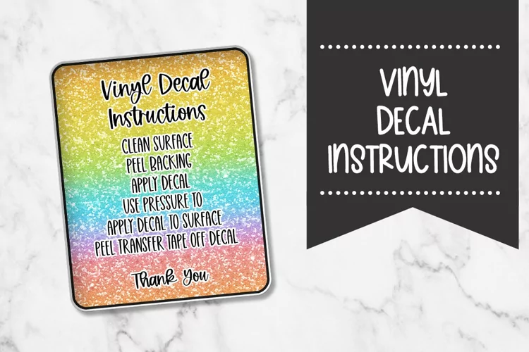 Glitter Rainbow | Vinyl Decal Instruction Card