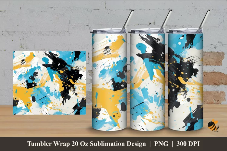 Painting Textile Tumbler Wrap Sublimation Design 4
