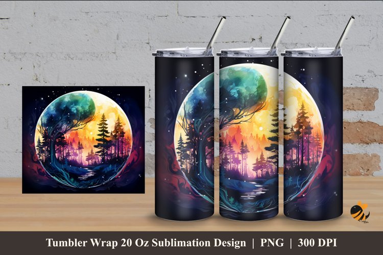 Fantasy Forest Tumbler Wrap Sublimation Design 4 example image 1