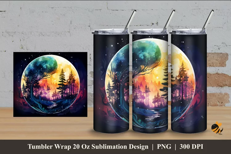 Fantasy Forest Tumbler Wrap Sublimation Design 4