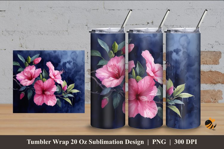 Ink Splash Flower Tumbler Wrap Sublimation Design 4