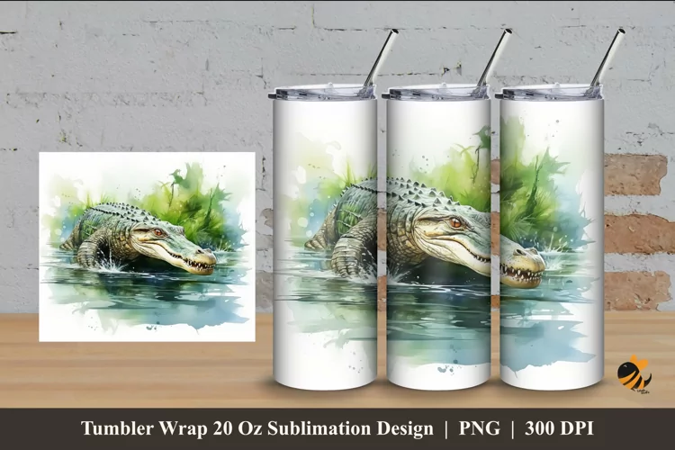Crocodile Tumbler Wrap Sublimation Design 4
