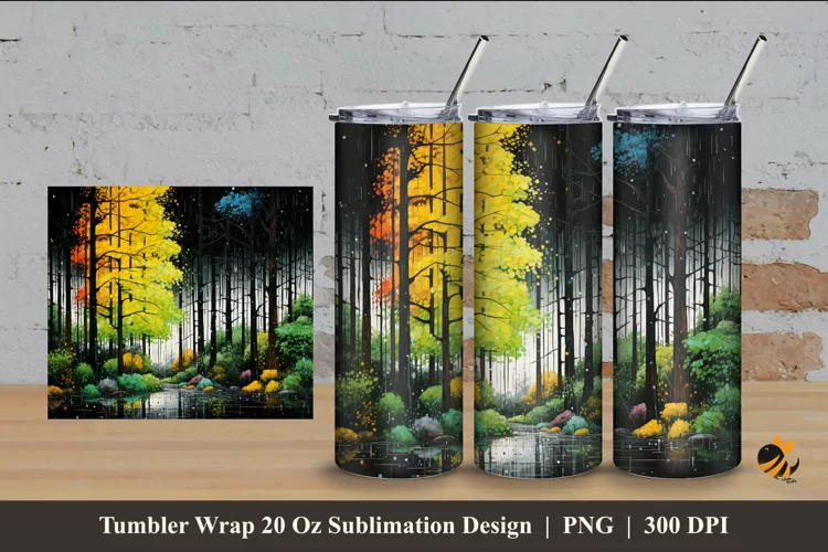 Rain In The Forest Tumbler Wrap Sublimation Design 4