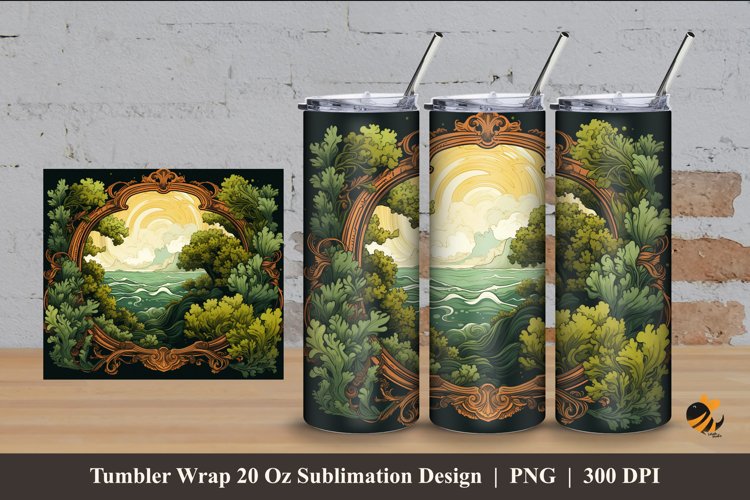 Retro Moss Tumbler Wrap Sublimation Design 4 example image 1