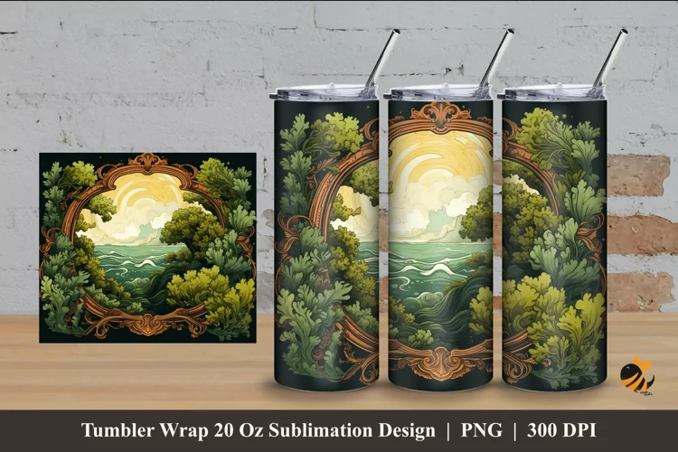 Retro Moss Tumbler Wrap Sublimation Design 4
