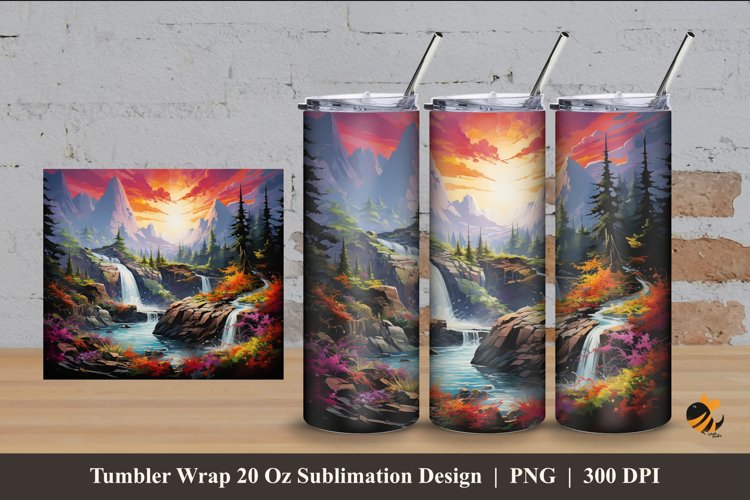 Mountain Park Tumbler Wrap Sublimation Design 4 example image 1