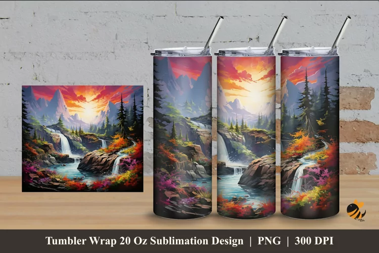 Mountain Park Tumbler Wrap Sublimation Design 4