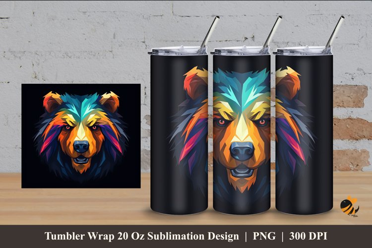 Bear Illustration Tumbler Wrap Sublimation Design 4