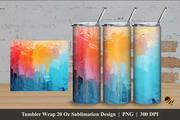Colorful Abstract Tumbler Wrap Sublimation Design 4