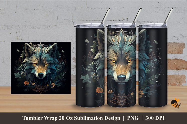 Wolf King Tumbler Wrap Sublimation Design 4