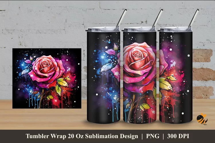 Rose Effect Tumbler Wrap Sublimation Design 4