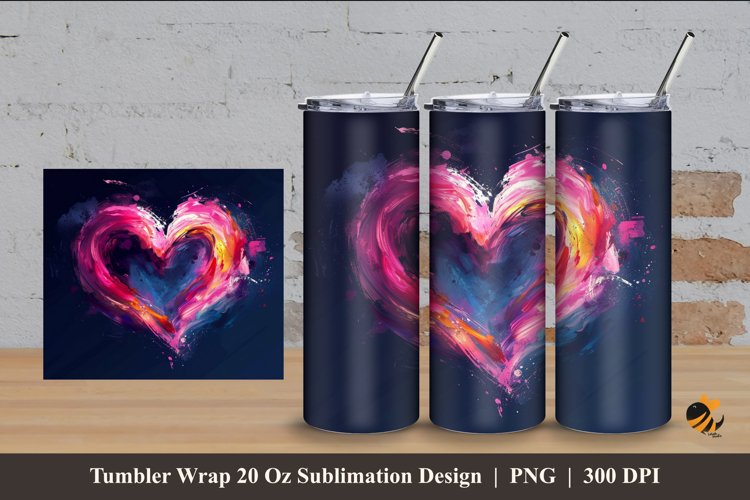Brush Love Tumbler Wrap Sublimation Design 4 example image 1