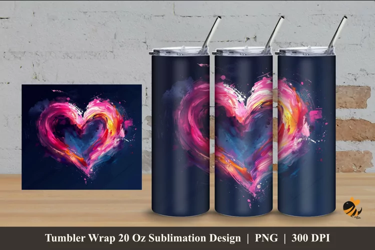 Brush Love Tumbler Wrap Sublimation Design 4