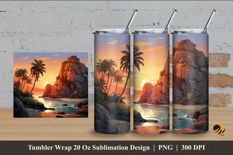 Sunset Strait Tumbler Wrap Sublimation Design 4