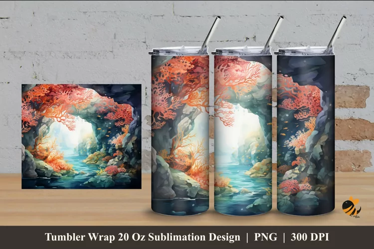 Elegant Ocean Tumbler Wrap Sublimation Design 4