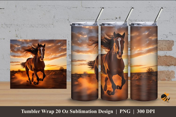 Wild Horse Tumbler Wrap Sublimation Design 4
