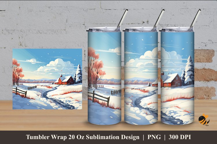 Peaceful Winter Tumbler Wrap Sublimation Design 4 example image 1