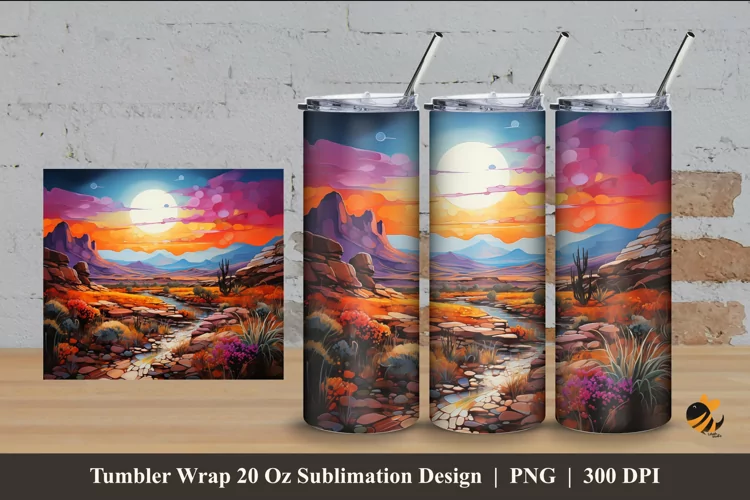Hill Beauty Flower Tumbler Wrap Sublimation Design 4