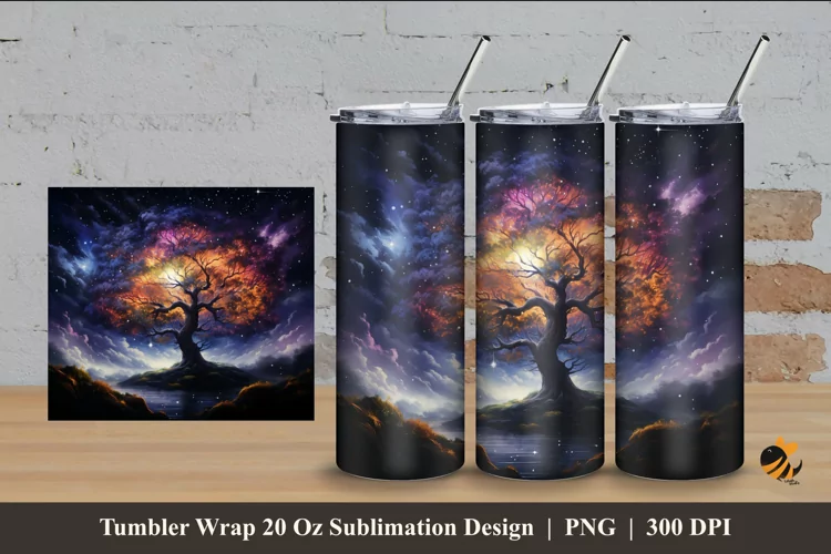 Dream Tree Tumbler Wrap Sublimation Design 4