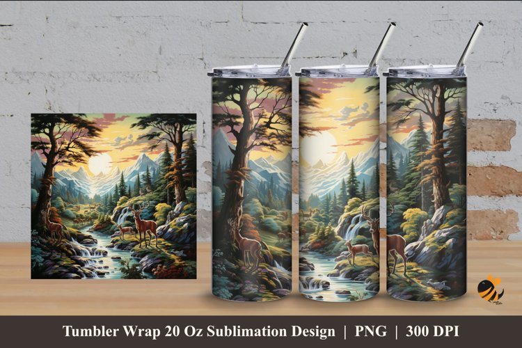 Wildlife Tumbler Wrap Sublimation Design 4 example image 1