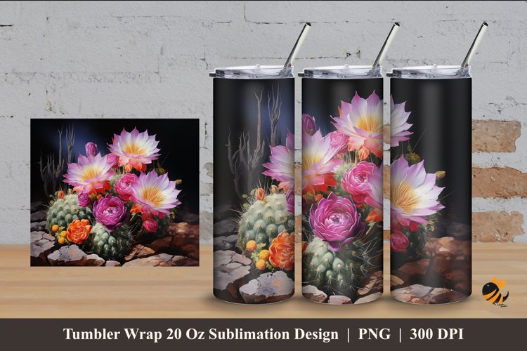 Mammillaria Frailean Tumbler Wrap Sublimation Design 4 example image 1